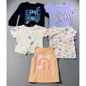 Girls  Assorted T-shirts ( Long,short, Sleeveless) Set Of 5